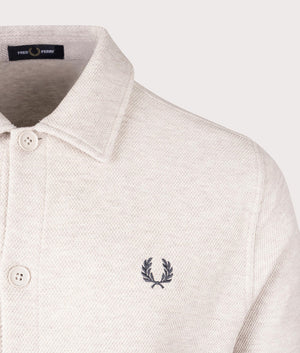 Polo Style Overshirt Porridge Marl Fred Perry. Shot at EQVVS. Detail shot. 