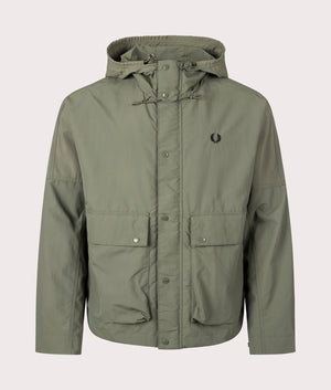 Fred Perry Short Snorkel Parka for men in Laurel Wreath Green at EQVVS Front Shot