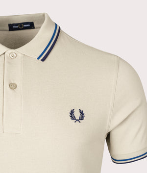 Twin Tipped Polo Shirt Cream by Fred Perry. Shot at EQVVS. Detail Shot. 