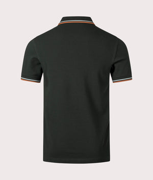 Fred Perry Twin-tipped Polo Shirt in Night Green, 100% Cotton at EQVVS. Back Shot. 