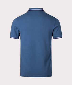 Fred Perry twin-tipped polo in midnight blue, 100% cotton at EQVVS. Back Shot. 