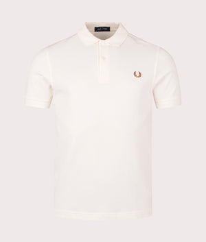 The Fred Perry Polo Shirt in Ecru. Shot at EQVVS. Front shot. 