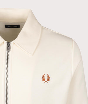 Fred Perry Zip Through Fleeceback Sweat in Ecru at EQVVS Menswear Detail Shot