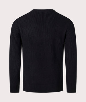 Fred Perry 100% Lambswool Jumper in Black at EQVVS. Back Shot. 