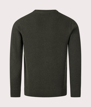 Fred Perry Lambswool Jumper in Hunting Green, 100% Lambswool at EQVVS. Back Shot. 