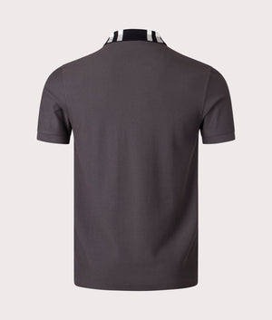 Fred Perry Chequerboard Collar Polo Shirt in Anchor Grey, 100% Cotton at EQVVS. Back Shot. 