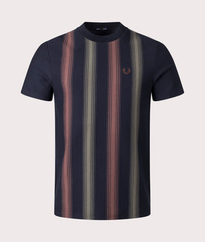 Ombre Stripe T-Shirt Navy by Fred Perry. Shot at EQVVS. Front shot.