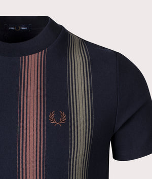 Ombre Stripe T-Shirt Navy by Fred Perry. Shot at EQVVS. Detail shot. 
