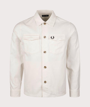 Fred Perry Heavyweight Oxford Overshirt in Ecru at EQVVS Menswear Front Shot