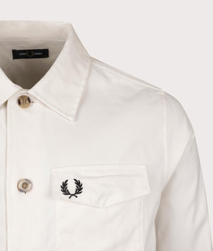 Fred Perry Heavyweight Oxford Overshirt in Ecru at EQVVS Menswear Detail Shot