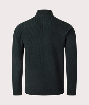 Fred Perry, Textured Quarter Zip Jumper, night green, Eqvvs Menswear, back shot angle