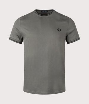 Fred Perry Twin Tipped T-Shirt in Field Green. Shot at EQVVS. Front shot. 