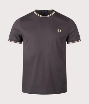 Fred Perry Twin Tipped T-Shirt in  Anchor Grey/Oatmeal. Shot at EQVVS.  Front shot.