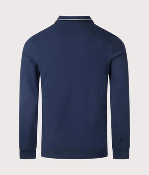 Fred Perry Long Sleeve Twin Tipped Polo Shirt in Tennis Blue. Shot at EQVVS. Reverse shot. 