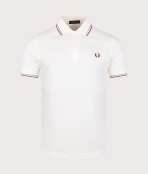 Fred Perry Twin Tipped Polo Shirt in Light Ecru. Shot at EQVVS. Front shot. 