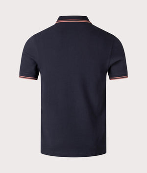 Fred Perry Twin Tipped Polo Shirt in Navy Blue/Cinnamon. Shot at EQVVS.  Back shot.