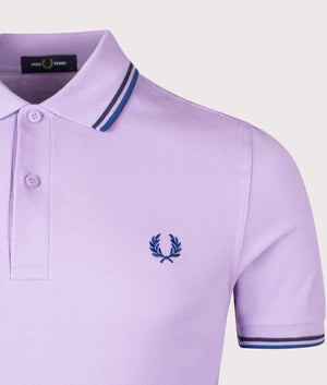 Twin Tipped Polo Shirt by Fred Perry in Ultraviolet. Shot at EQVVS. Detail shot.