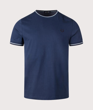 Fred Perry Twin Tipped T-Shirt in Tennis Blue. Shot at EQVVS. Front shot.