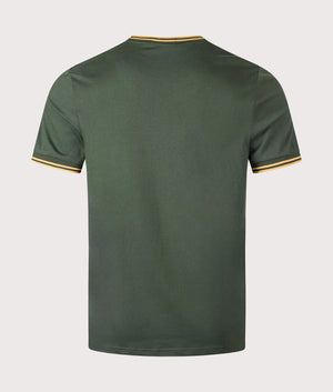 Fred Perry Twin Tipped T-Shirt in Court Green. Shot at EQVVS.  Back shot. 