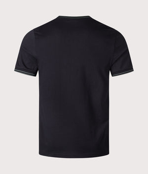 Twin Tipped T-Shirt in black/court green by Fred Perry. Shot at EQVVS. Reverse shot. 