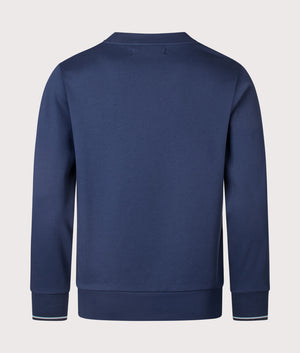 Fred Perry, Crew Neck Sweatshirt, Tennis Blue, Eqvvs Menswear, back shot angle