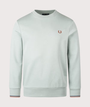 Fred Perry, Crew Neck Sweatshirt, Silver Blue, Eqvvs Menswear, front shot angle