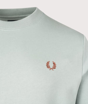 Fred Perry, Crew Neck Sweatshirt, Silver Blue, Eqvvs Menswear, detailed shot angle