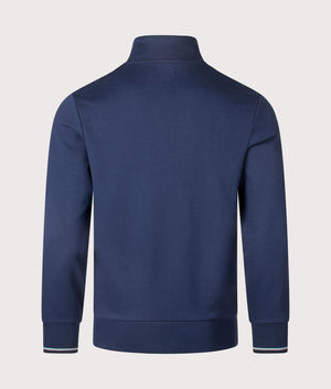 Fred Perry, Quarter Zip Sweatshirt, Tennis Blue, Eqvvs Menswear, back shot angle