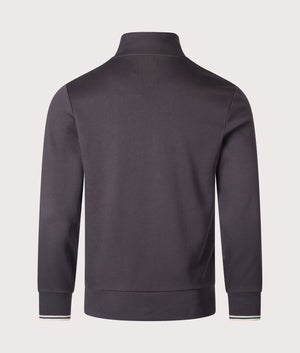 
Fred Perry, Quarter Zip Sweatshirt, Anchor Grey/ Oatmeal, Eqvvs Menswear, back shot angle
