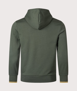 Fred Perry, Twin Tipped Hoodie, Court Green, Eqvvs Menswear, back shot angle