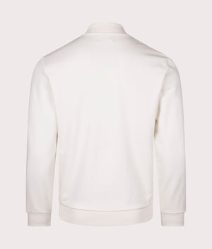 Fred Perry Panelled Zip Through Sweatshirt in Light Ecru. Shot at EQVVS. Back shot. 