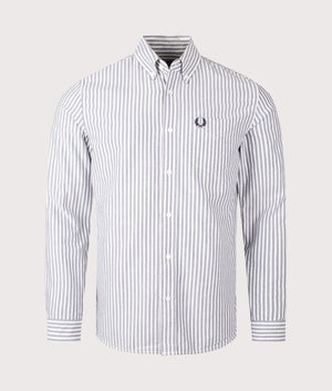 Stripe Oxford Shirt in Tennis Blue by Fred Perry. Shot at EQVVS. 
