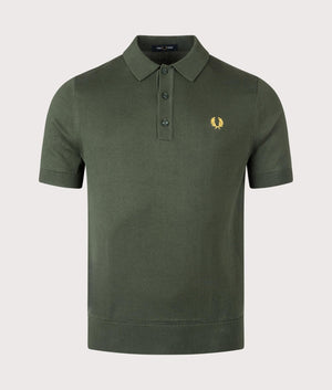 Fred Perry Cotton Polo Shirt in Court Green. Shot at EQVVS.  Front shot. 