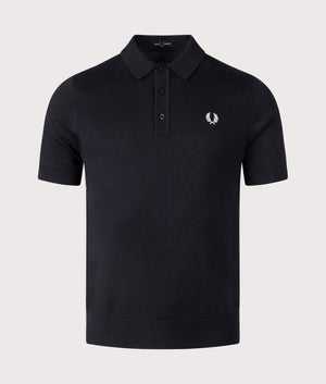 Fred Perry Cotton Polo Shirt in Black. Shot at EQVVS.  Front shot. 