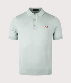 Cotton Polo Shirt by Fred Perry in Siler Blue. Shot at EQVVS. Front shot. 