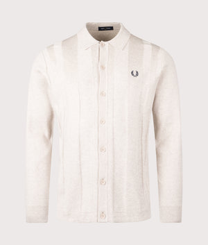 Button Down Knitted Shirt in Porridge Marl by Fred Perry. Shot at EQVVS. 