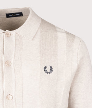 Button Down Knitted Shirt in Porridge Marl by Fred Perry. Shot at EQVVS. 