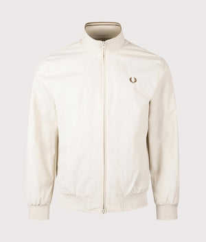 Fred Perry Brentham Jacket in Ecru. Shot at EQVVS. Front shot. 