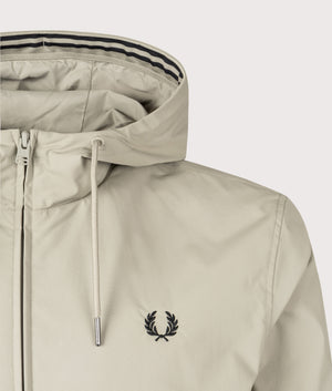 Warm Grey Hooded Brentham Jacket by Fred Perry. Shot at EQVVS. 