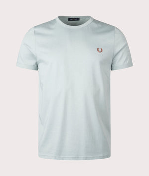 Fred Perry Ringer T-Shirt in Silver Blue at EQVVS. Front Shot.