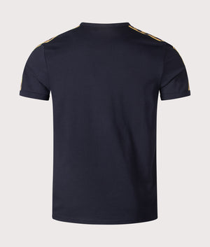 Fred Perry, Contrast Tape Ringer T-Shirt, Navy/ Honeycomb, Eqvvs Menswear, back shot angle