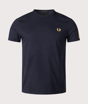 Fred Perry, Contrast Tape Ringer T-Shirt, Navy/ Honeycomb, Eqvvs Menswear, front shot angle