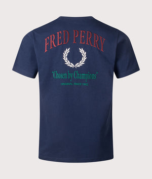 Fred Perry, Embroidered Champion T-Shirt, Tennis Blue, Eqvvs Menswear, back shot angle