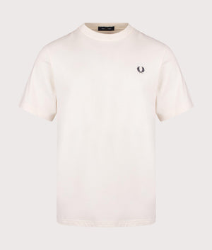 Fred Perry Embroidered Champion T-Shirt in Ecru. Shot at EQVVS. Front shot.