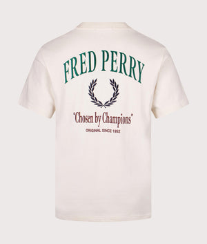 Fred Perry Embroidered Champion T-Shirt in Ecru. Shot at EQVVS.  Back shot. 