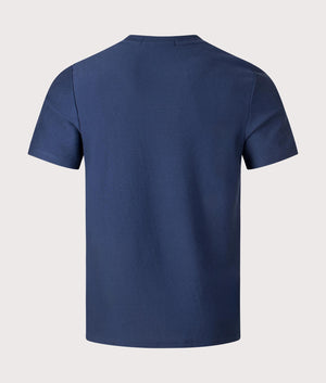 Fred Perry Striped Crepe Pique T-Shirt in Tennis Blue, 100% cotton. Back shot. 