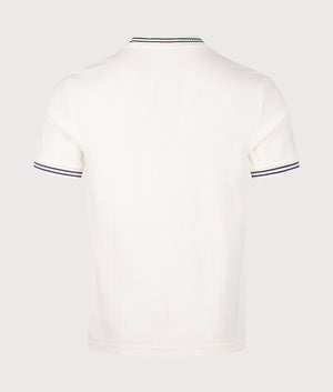 Fred Perry Ribbed jersey T-shirt in Ecru, 100% cotton at EQVVS. Back shot. 