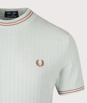 Ribbed Jersey T-Shirt in Silver Blue by Fred Perry. Shot at EQVVS.