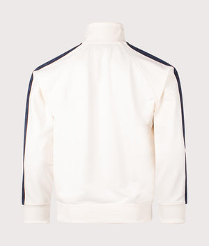 Fred Perry Contrast Tape Track Jacket in Ecru/Tennis Blue at EQVVS. Back shot.