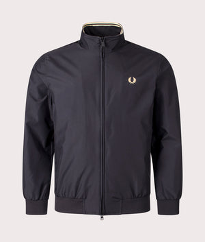 Fred Perry Brentham Jacket in Black at EQVVS Menswear. Front Shot.